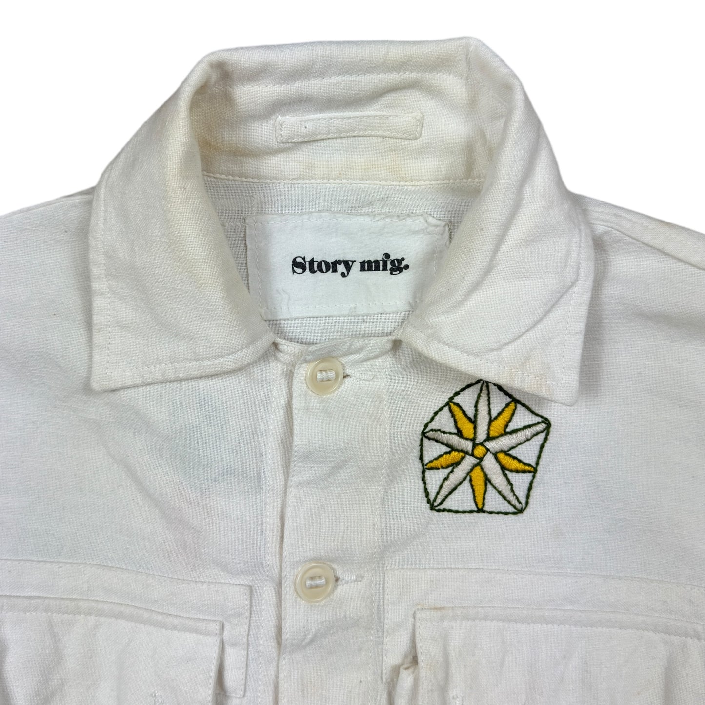 Story MFG Helix White Overshirt Jacket