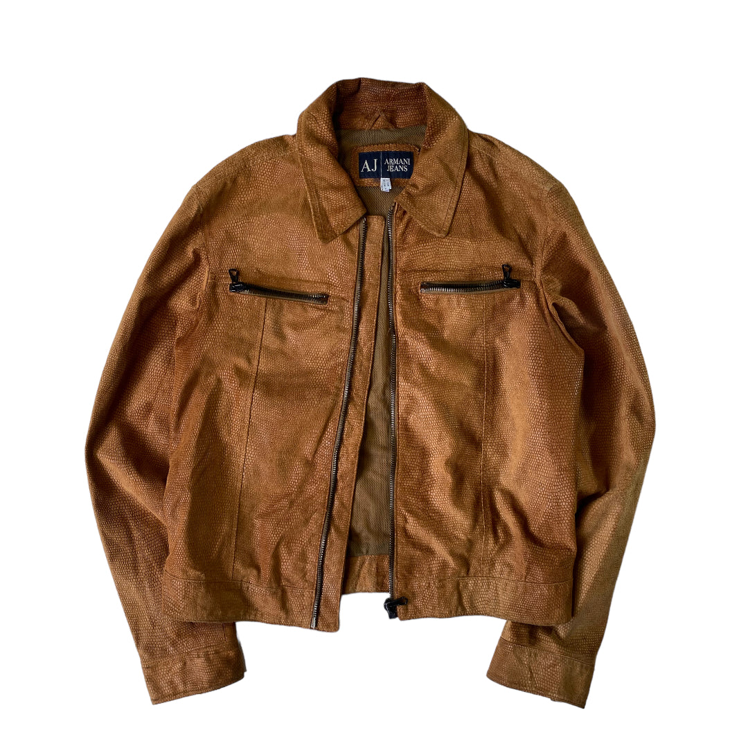 Armani jeans leather on sale jacket